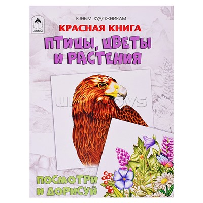 Книги. Красная книга. Птицы, цветы и растения (Посмотри и дорисуй)