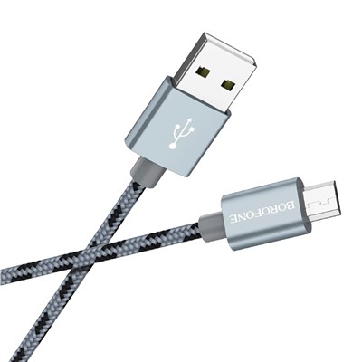 Кабель USB - micro USB Borofone BX24 Ring  100см 2,4A  (metal grey)