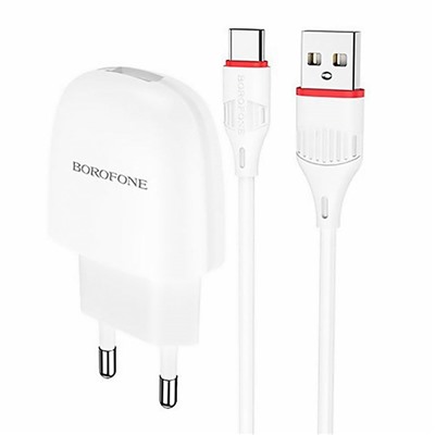 Адаптер Сетевой с кабелем Borofone BA49A Vast USB 2,1A/10W (USB/Type-C) (white)