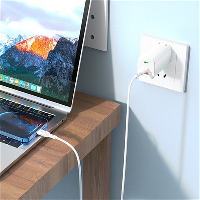 Кабель Type-C - Apple lightning Borofone BX70 (повр. уп)  100см 3A  (white)