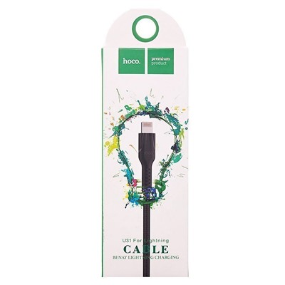 Кабель USB - Apple lightning Hoco U31 (повр. уп)  120см 2,4A  (black)