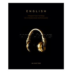Тетрадь 48 л. клетка, А5 "Чёрная коллекция - Английский язык" скрепка