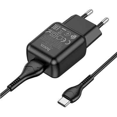 Адаптер Сетевой с кабелем Hoco C96A USB 2,1A/10W (USB/Type-C) (black)