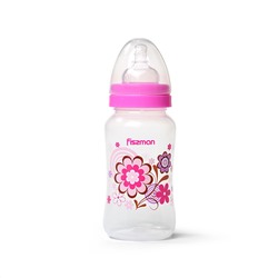 Детская бутылочка для кормления пластиковая Розовый 300мл / 19см