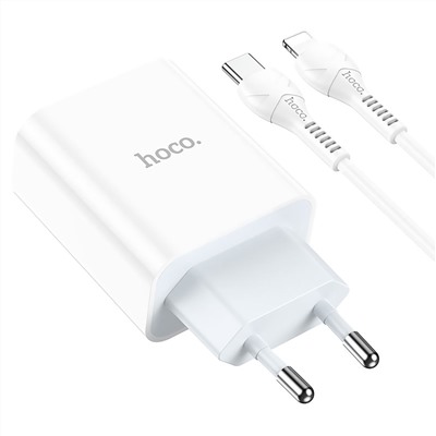 Адаптер Сетевой с кабелем Hoco C97A PD QC3.0 USB/Type-C 3A/18W (Type-C/Lightning) (white)