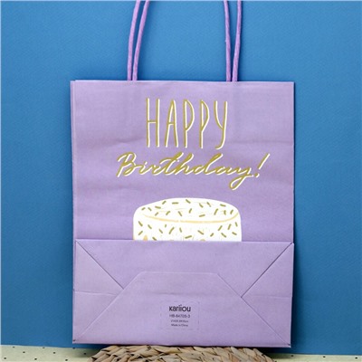 Пакет подарочный (S) «Holiday happy», purple (21*25.5*10)