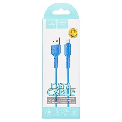 Кабель USB - Apple lightning Hoco X30 Star (повр. уп)  120см 2A  (blue)