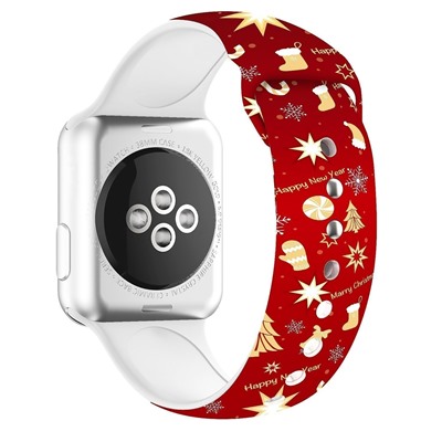 Ремешок - ApW16 Apple Watch 42/44/45мм силикон на кнопке (005) (red)