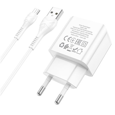 Адаптер Сетевой с кабелем Hoco C98A Proton USB 3A/18W (USB/Micro USB) (white)