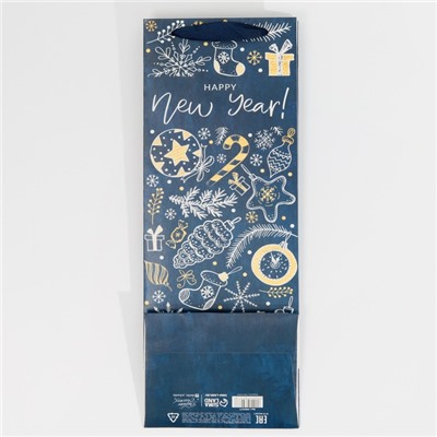 Пакет под бутылку «Happy New Year», 13 × 36 × 10 см