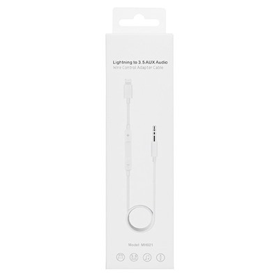 Адаптер - MH021 wire control audio Lightning-3.5 папа-папа (100 см) (white)