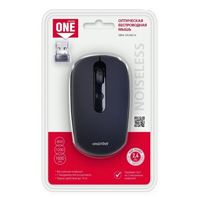 Мышь оптическая беспроводная Smart Buy SBM-262AG-K беззвучная (black)