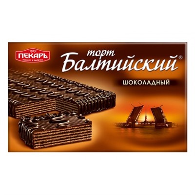 Торт вафельный Балтийский шоколадный 320г/Пекарь