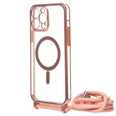 Чехол-накладка - SM016 SafeMag для "Apple iPhone 13 Pro Max" на ремешке (rose gold) (215637)