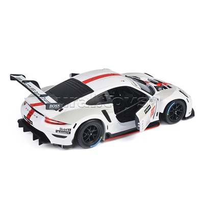 Гоночная машинка die-cast Porsche 911 RSR, 1:24, белая, открывающиеся двери