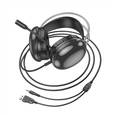 Проводные наушники с микрофоном полноразмерные Hoco W109 Jack 3,5/USB  (black)