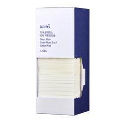 Dear, Klairs Пэды хлопковые для тонера - Toner mate 2 in 1 cotton pad, 120шт