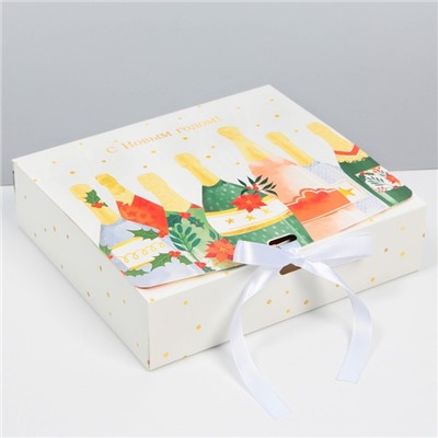 Коробка складная двухсторонняя «Шампанское», 20 × 18 × 5 см