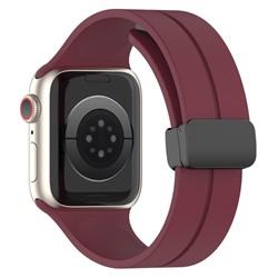 Ремешок - ApW29 Apple Watch 42/44/45мм силикон на магните (bordo)