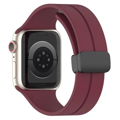 Ремешок - ApW29 Apple Watch 42/44/45мм силикон на магните (bordo)