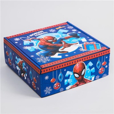 Коробка подарочная складная "С Новым Годом", Человек-паук, 24.5 × 24.5 × 9.5 см
