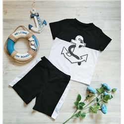 Арт. 2КУЛ/16  Комплект: футболка+шорты.Цвет: черный/белый. Размер с 86-152