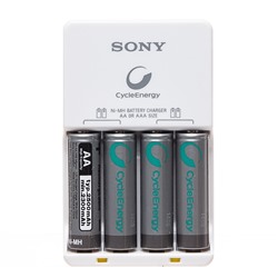 Зарядное устройство Sony BCG-34HH4EN +4 HR6 2500 mAh (повр. уп.) (white)