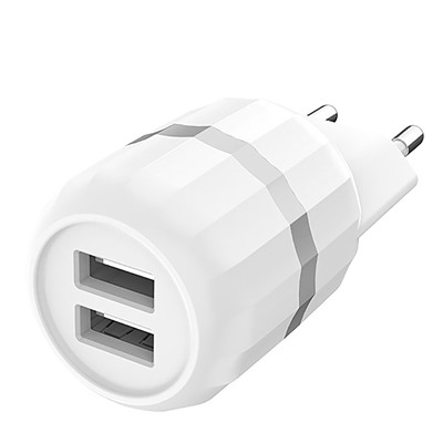 Адаптер Сетевой с кабелем Hoco C41A (повр. уп.) 2USB 2,4A/10W (USB/Micro USB) (white)