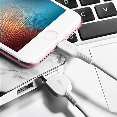 Кабель USB - Apple lightning Hoco X20 Starlight Glare (повр. уп)  300см 2,4A  (white)