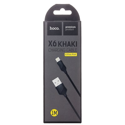 Кабель USB - Apple lightning Hoco X6 Khaki (повр. уп)  100см 2,4A  (black)