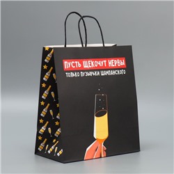 Пакет подарочный крафтовый «Шампанское», 28 × 32 × 15 см