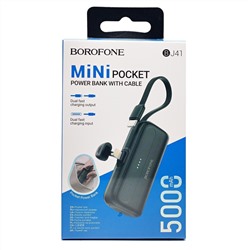 Внешний аккумулятор Borofone BJ41 Pocket 5000mAh Type-C/Type-C/Lightning (black)