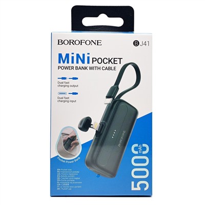 Внешний аккумулятор Borofone BJ41 Pocket 5000mAh Type-C/Type-C/Lightning (black)