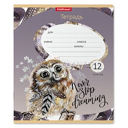 Тетрадь 12 л., клетка, Dreamy Owl, (в плёнке по 10 шт.)