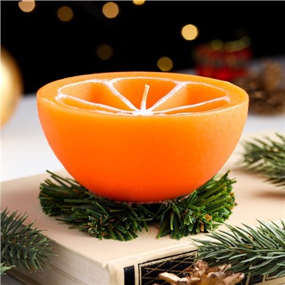 Свеча декоративная "Новогодний апельсин половинка",10х10х6,2 см