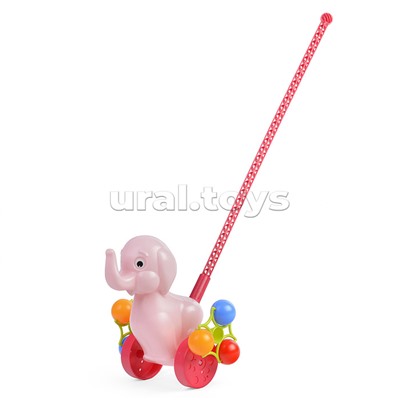 Каталка на палочке "Розовый Слонёнок"