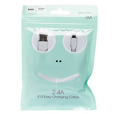 Кабель USB - micro USB Hoco X13 Easy (повр. уп)  100см 2,4A  (white)