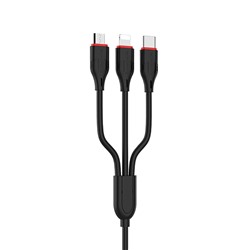 Кабель USB - Multi connector Borofone BX17 3in1 (повр. уп.)  100см 2,4A  (black)