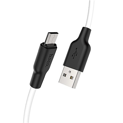 Кабель USB - micro USB Hoco X21 Plus (silicone)  200см 2,4A  (white/black)