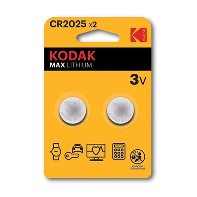 Элемент литиевый Kodak CR2025 (2-BL) (30/240)