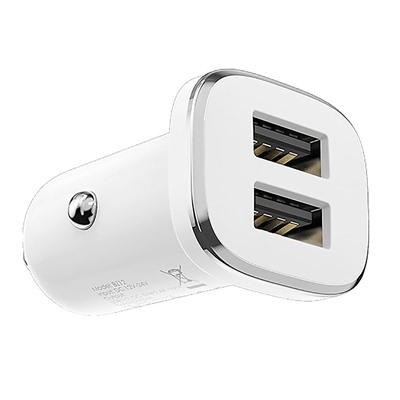 Адаптер Автомобильный Hoco Z12 2USB/5V/2.4A (повр. уп.) (white)