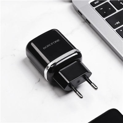 Адаптер Сетевой с кабелем Borofone BA36A High QC3.0 USB 3A/18W (USB/Micro USB) (black)