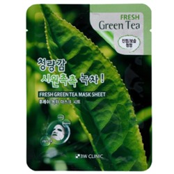 3W Clinic Маска тканевая с экстрактом зеленого чая - Fresh green tea mask sheet, 23мл