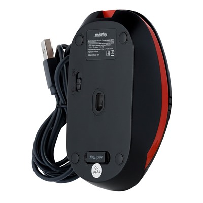 Мышь оптическая беспроводная Smart Buy SBM-344CAG-KR ONE с зарядкой от USB (black/red)