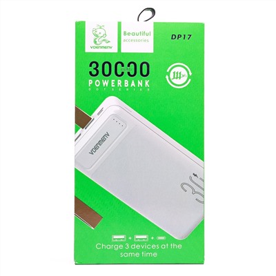 Внешний аккумулятор Denmen DP17 30000mAh Micro/Type-C/USB*2 (black)