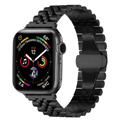 Ремешок - ApW35 металл блочный на застежке Apple Watch 42/44/45/49мм (black)