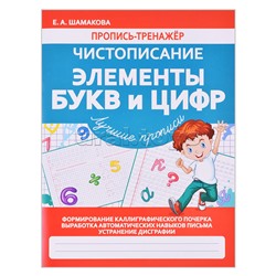 Пропись-тренажер.Чистописание. Элементы букв и цифр