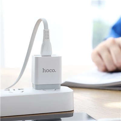 Кабель USB - micro USB Hoco X40 Noah Charging (повр. уп)  100см 2,4A  (white)