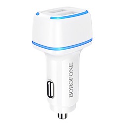 Адаптер Автомобильный Borofone BZ14 Max 2USB/5V/2.4A (white)