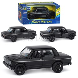 Чёрная инерционная машинка, квадратные фары, die-cast, 1:32, открывающиеся двери